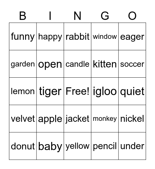 Alphabet/ Letter ID Bingo Card
