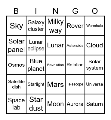 space bingo Card