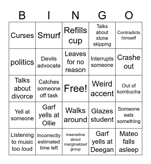 Gary Bingo Card