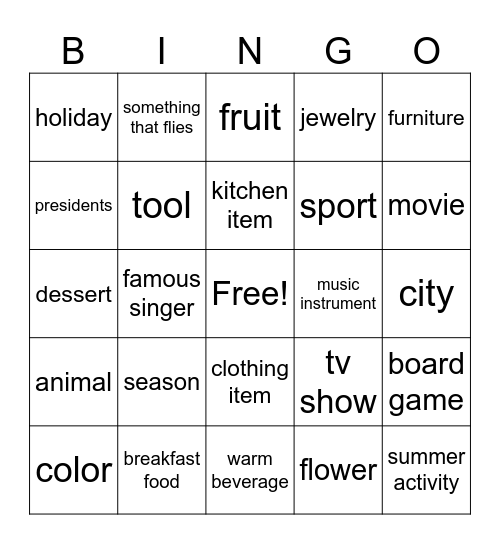 SPEECH THERAPY BINGO Card