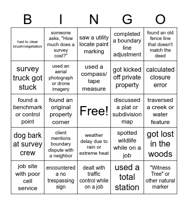 Survey Bingo Card