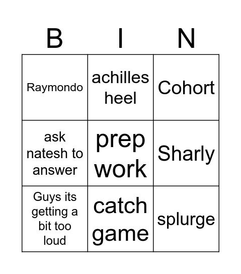 baboon Bingo Card