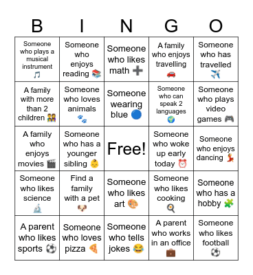 FAMILY BINGO Card