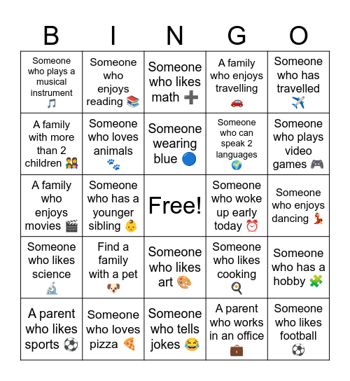 FAMILY BINGO Card