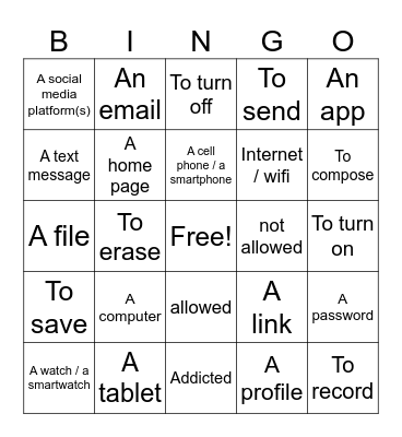 La Technologie 2 Bingo Card