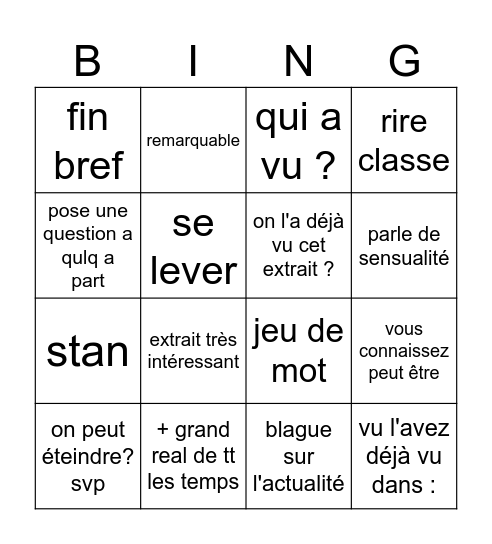 laverger Bingo Card