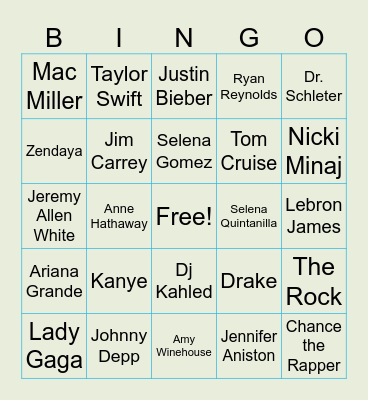 Celebrity Baby Bingo Card