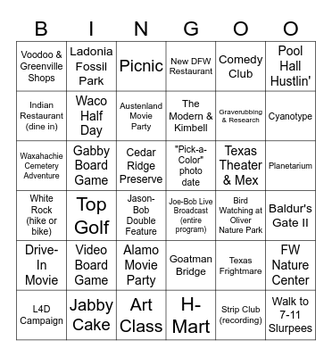 2026 Bingo Card