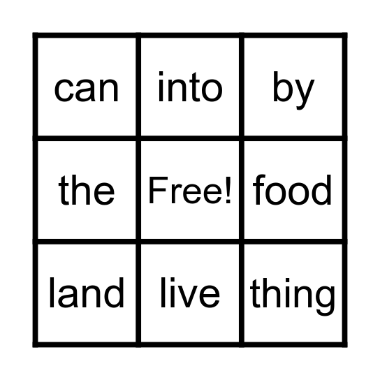 Down by the Sea High Frequency Words Bingo Card