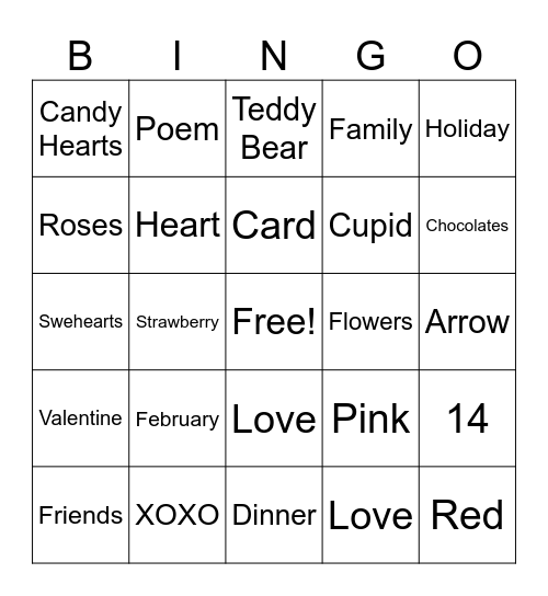Valentine's Day Bingo Card