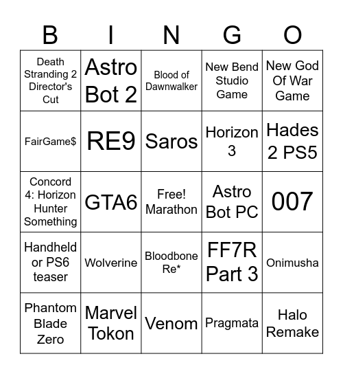 SoP Feb 2026 Bingo Card