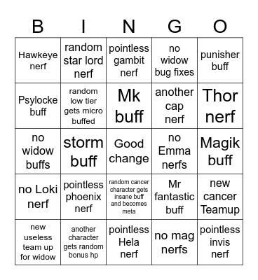 6.5 noots Bingo Card