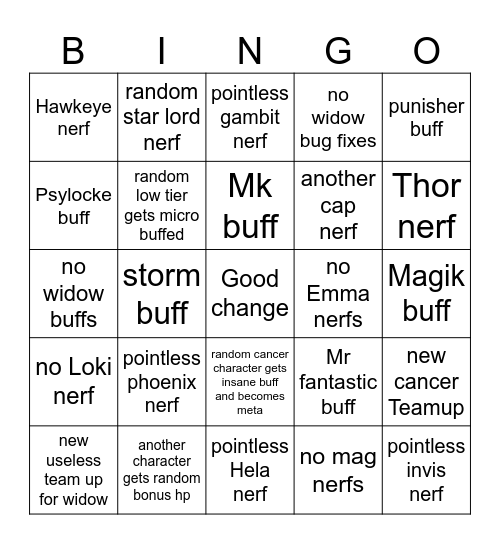 6.5 noots Bingo Card