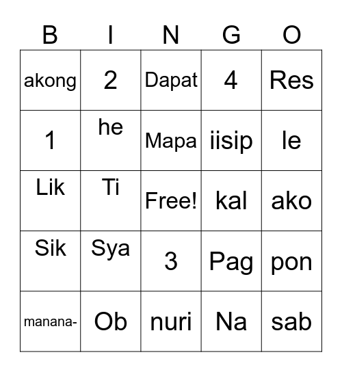 #mananaliksik ako Bingo Card