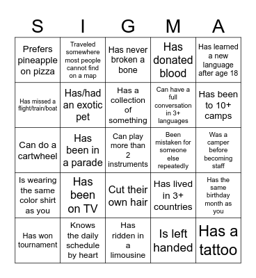 Find Someone Who... Bingo Card