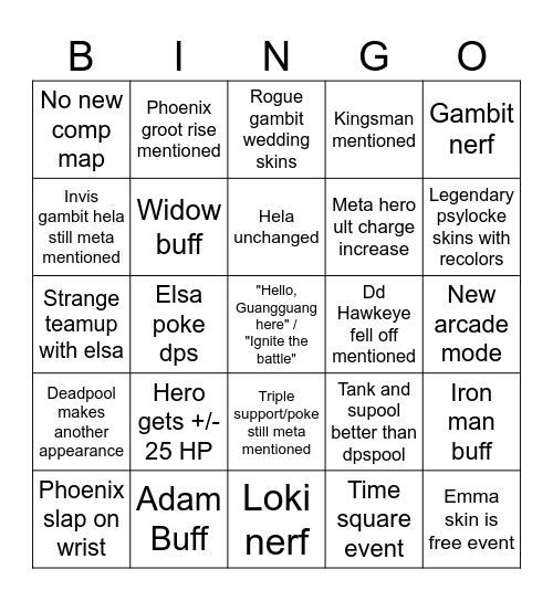 Season 6.5 Dev Talk Bingo Card