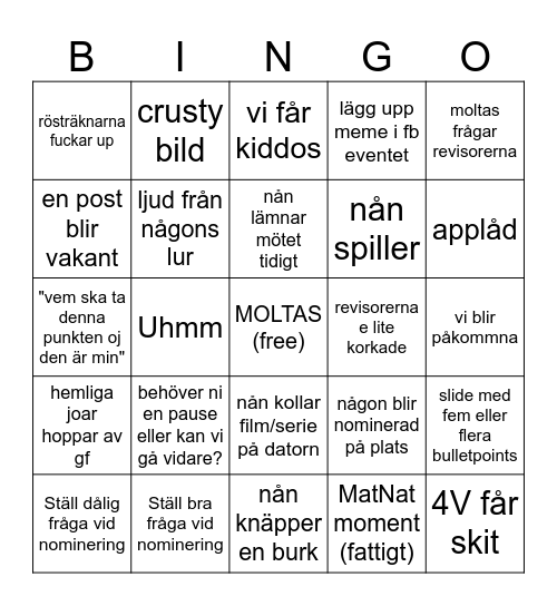 4Vintermöte Bingo Card