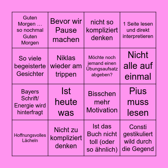 Sprzagala Bingo Card