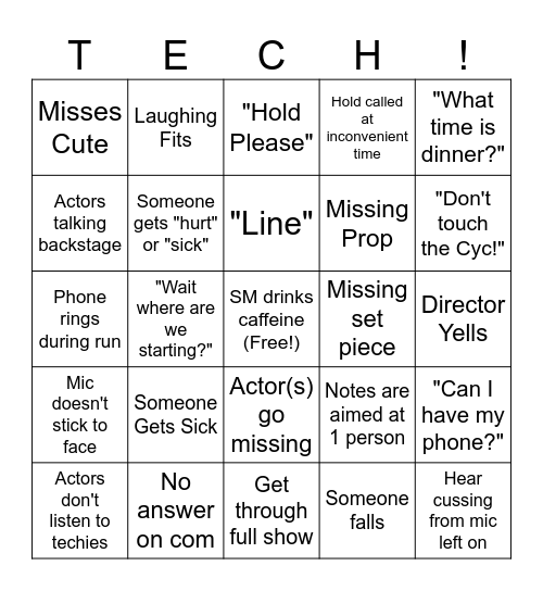 Tech Week Bingo Card
