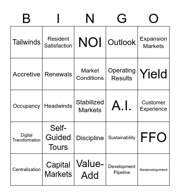 AVB Town Hall BINGO Card