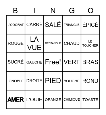5 SENS Bingo Card