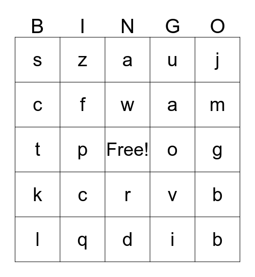 Alphabet BINGO Card
