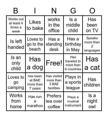 Find a Coworker Who... Bingo Card