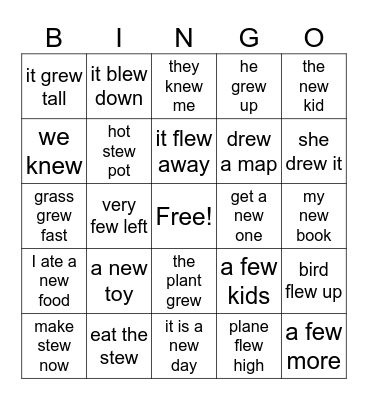 2nd grade sight words Bingo Card