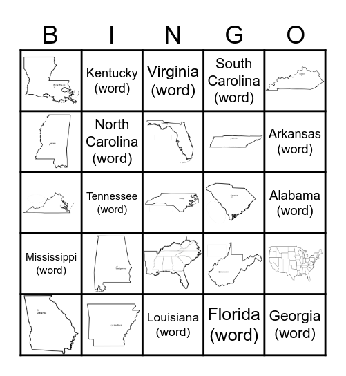 Southeast Region Bingo Card