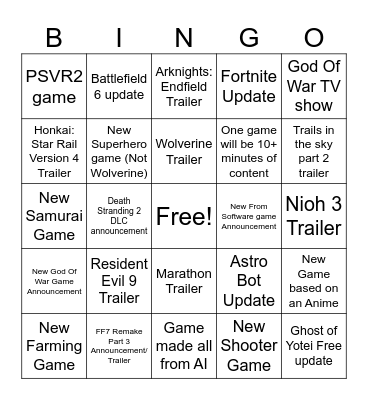 Untitled Bingo Card
