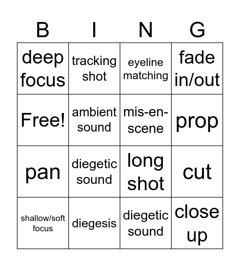 FRANKENSTEIN Bingo Card