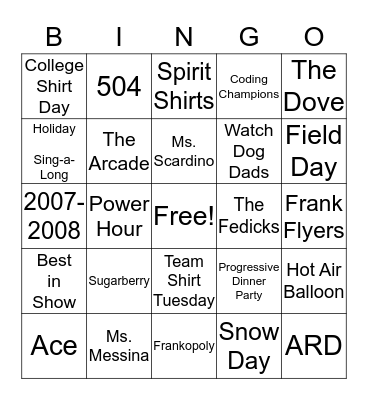 FRANK Bingo Card