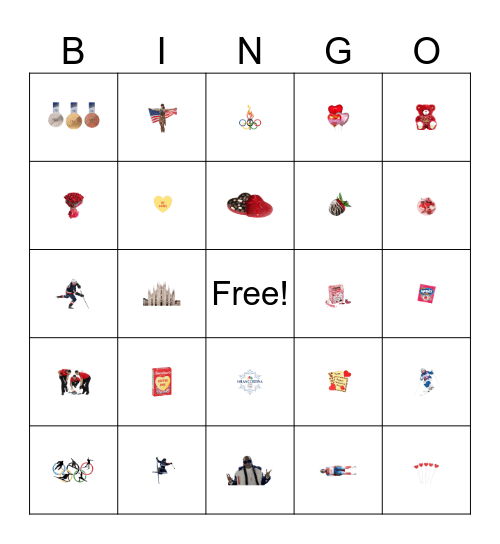 Valentine's / Winter Olympics Bingo Card