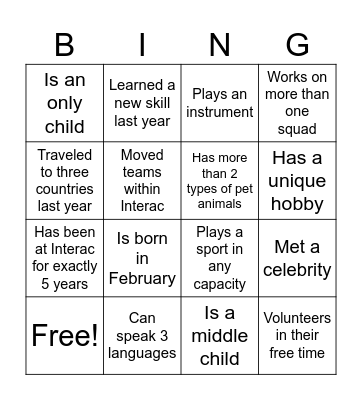 DA&F Team Bingo Card