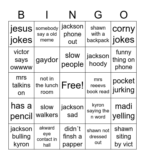 shawn bingo Card