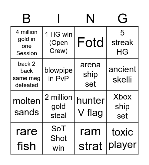 SoT Bingo 3.0 Bingo Card