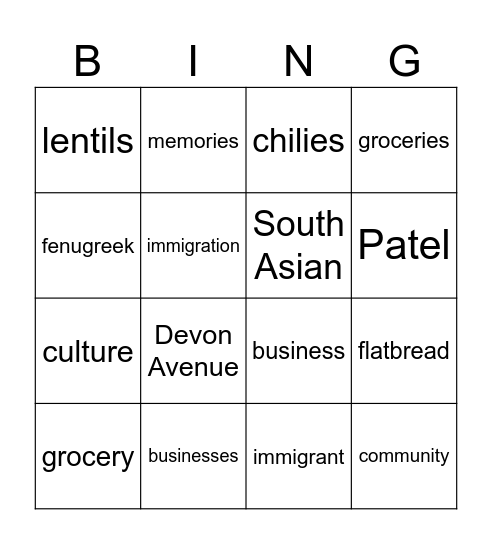 Untitled Bingo Card
