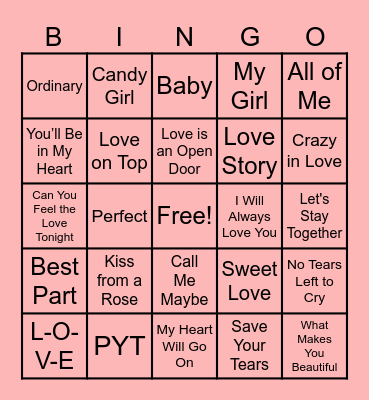 Love is in the Air Bingo Card