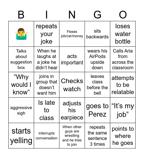 Greg Bingo Card