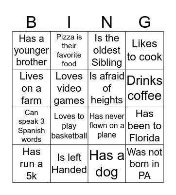 Autograph Bingo Card