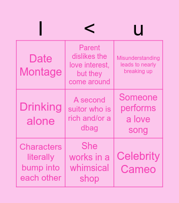 Valentines Episode Tropes Bingo Card