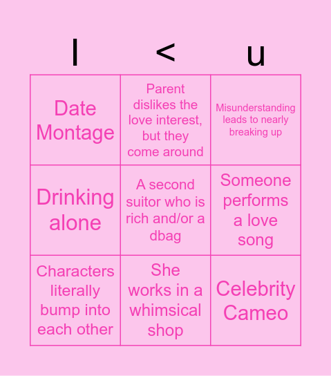 Valentines Episode Tropes Bingo Card