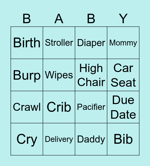 Baby Bingo Card