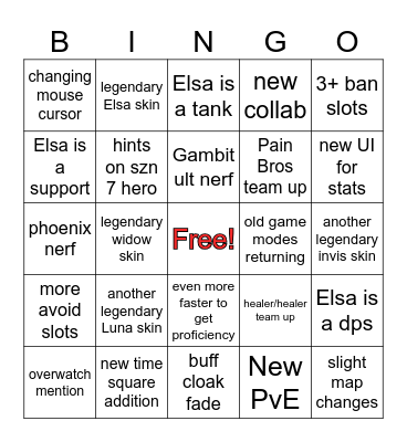 Season 6.5 BINGO Card