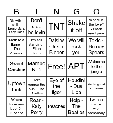Music time! Bingo Card