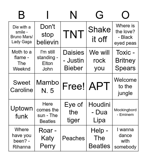 Music time! Bingo Card