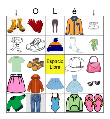 Clothes, clothes, clothes! Bingo Card