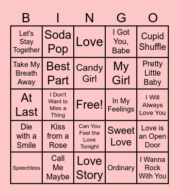 Love is in the Air Bingo Card