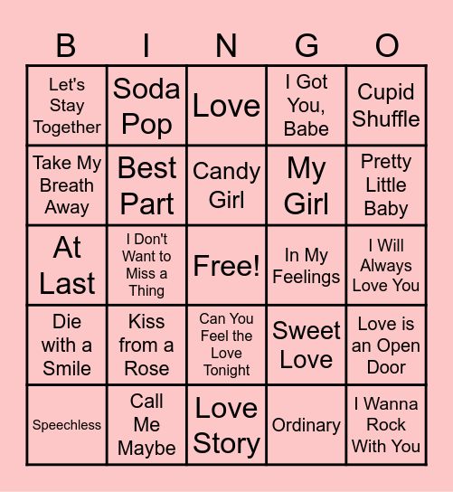 Love is in the Air Bingo Card