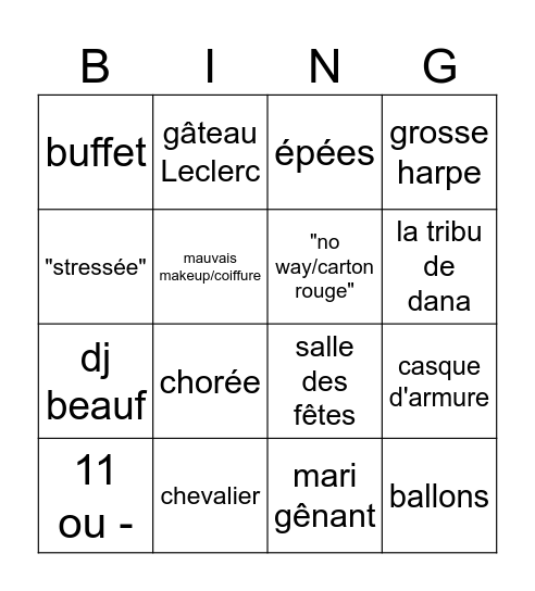 Marylène et Cedrix Bingo Card